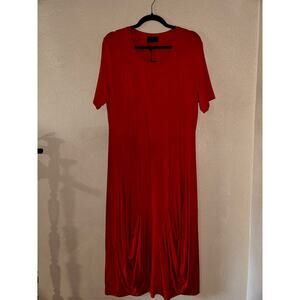 Q/Neel Lagenlook Red Double Front Draped Short Sleeve #88802  Dress  EU 40 US 10